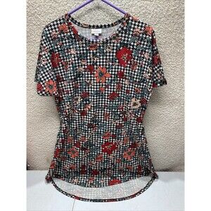 Marly Lularoe Dress Black White Houndstooth Floral Knee Length  XL Unicorn